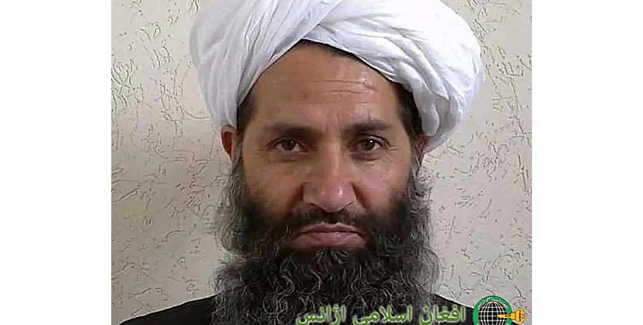 The leader of the Afghanistan Taliban Mawlawi Hibatullah Akhundzada poses for a portrait. Credit: AP/PTI File Photo