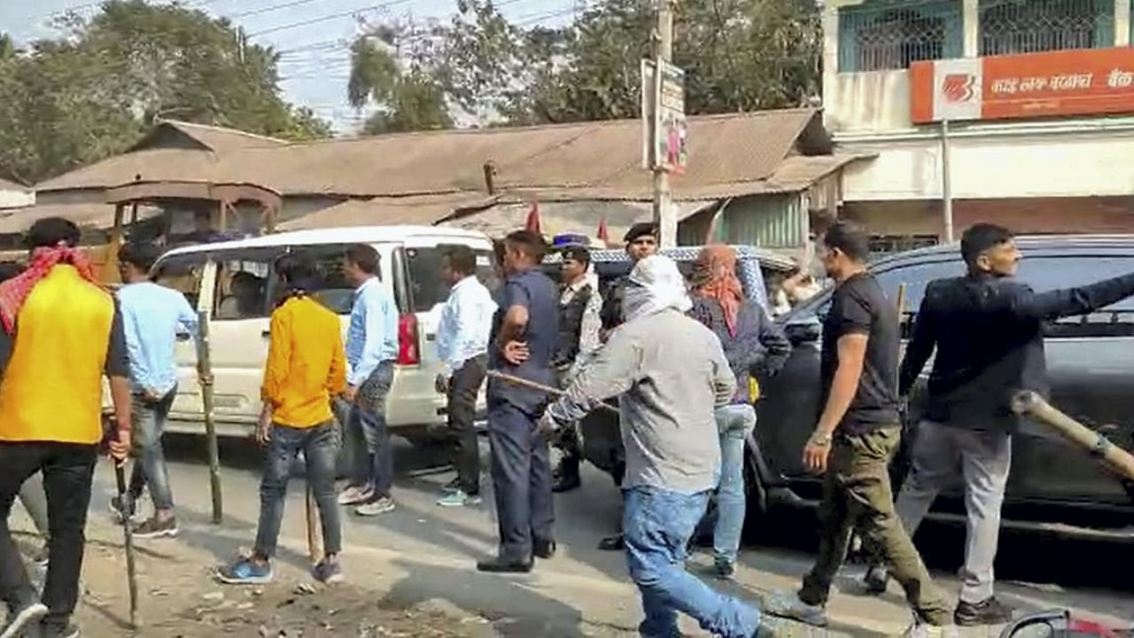 Screen grab of the attack on Pramanik's convoy. Credit: PTI Photo