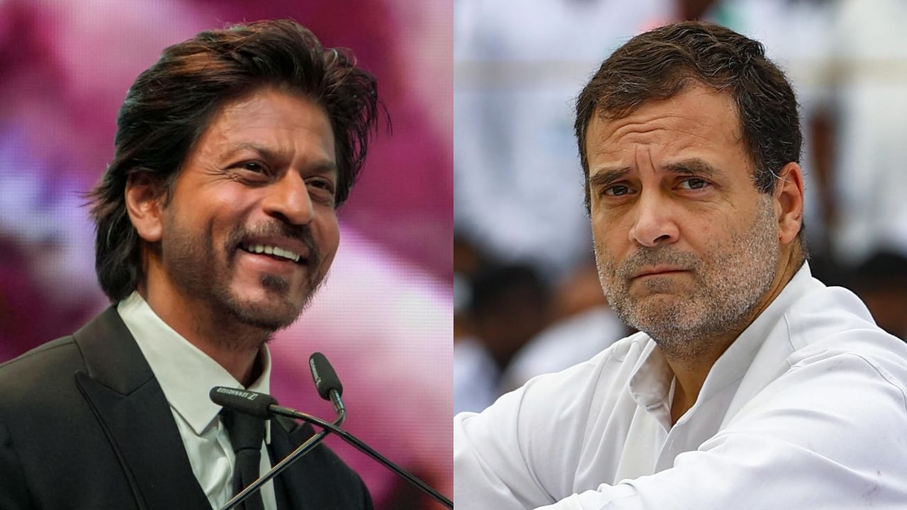 Bollywood superstar Shah Rukh Khan(L) and Congress leader Rahul Gandhi. Credit: PTI File Photo