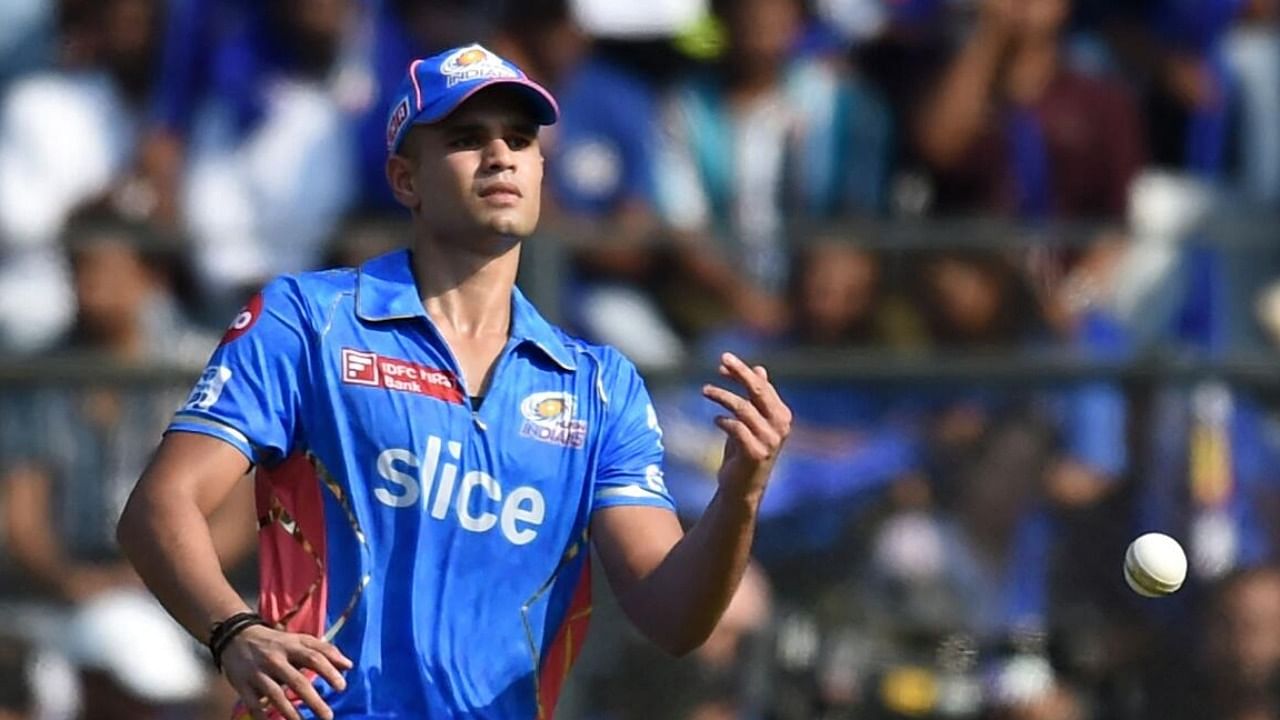 Arjun Tendulkar fields the ball during the IPL Twenty20 cricket match between Kolkata Knight Riders and Mumbai Indians at the Wankhede Stadium in Mumbai. Credit: AFP