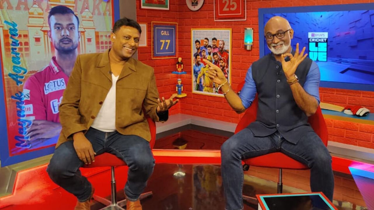 GK Anil Kumar (left) and Vijay Bharadwaj are two popular faces on Star Sports Kannada. Credit: Special Arrangement
