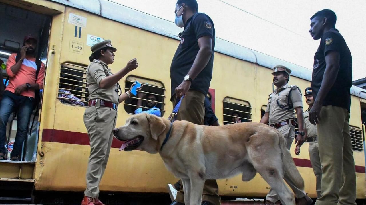 Police carry out checks at the Central Railway Station in light of the arson attack. Credit: PTI Photo