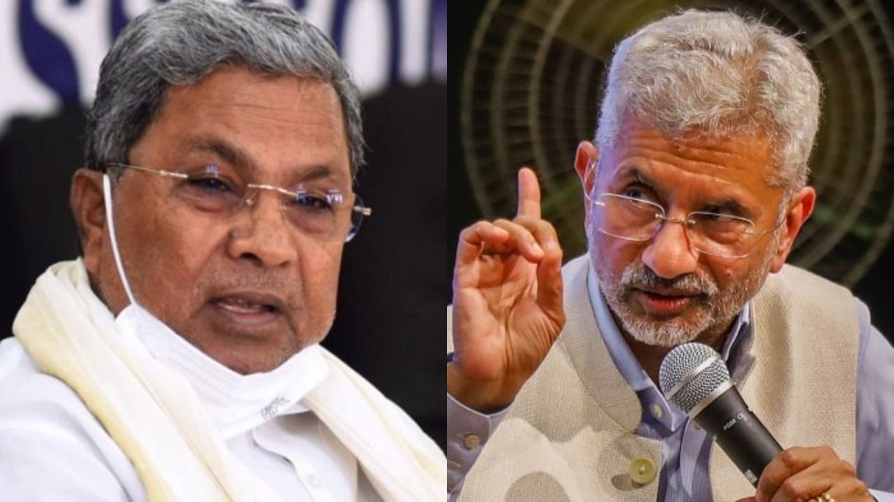 Siddaramaiah, S Jaishankar. Credit: DH, PTI Photo