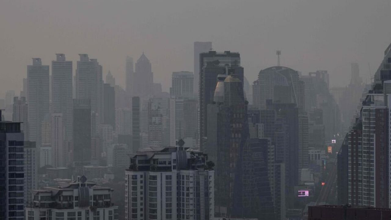 This file photo taken on April 17, 2023 shows buildings amid air pollution in Bangkok. Credit: AFP Photo