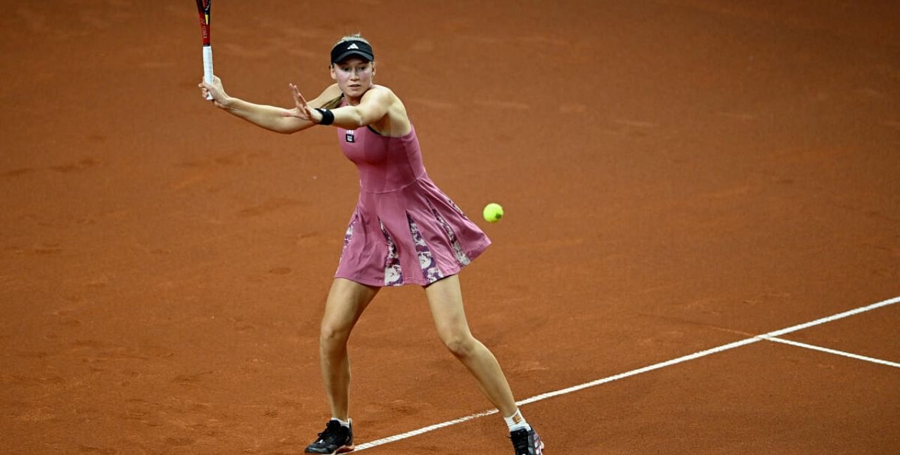 Kazakhstan's Elena Rybakina in action during her round of 16 match against Brazil's Beatriz Haddad Maia, Stuttgart Open - Porsche Arena, Stuttgart, Germany - April 20, 2023, Credit: Reuters Photo