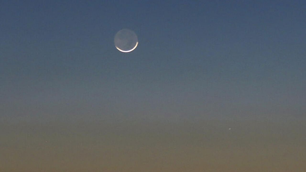 The crecsent moon on the eve of Eid, in Jammu, Friday, April 21, 2023. Credit: PTI Photo