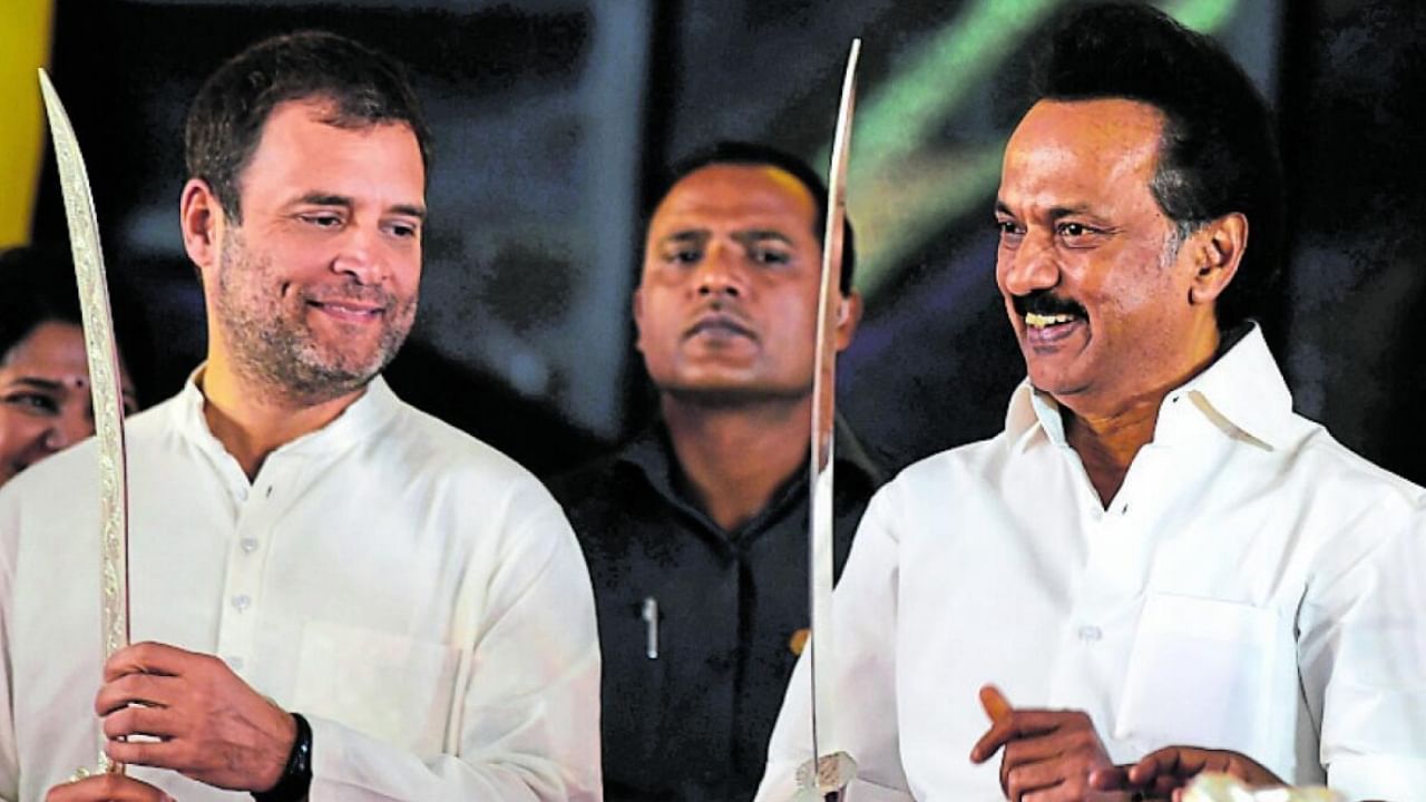 <div class="paragraphs"><p>DMK supremo MK Stalin and Congress MP Rahul Gandhi. </p></div>