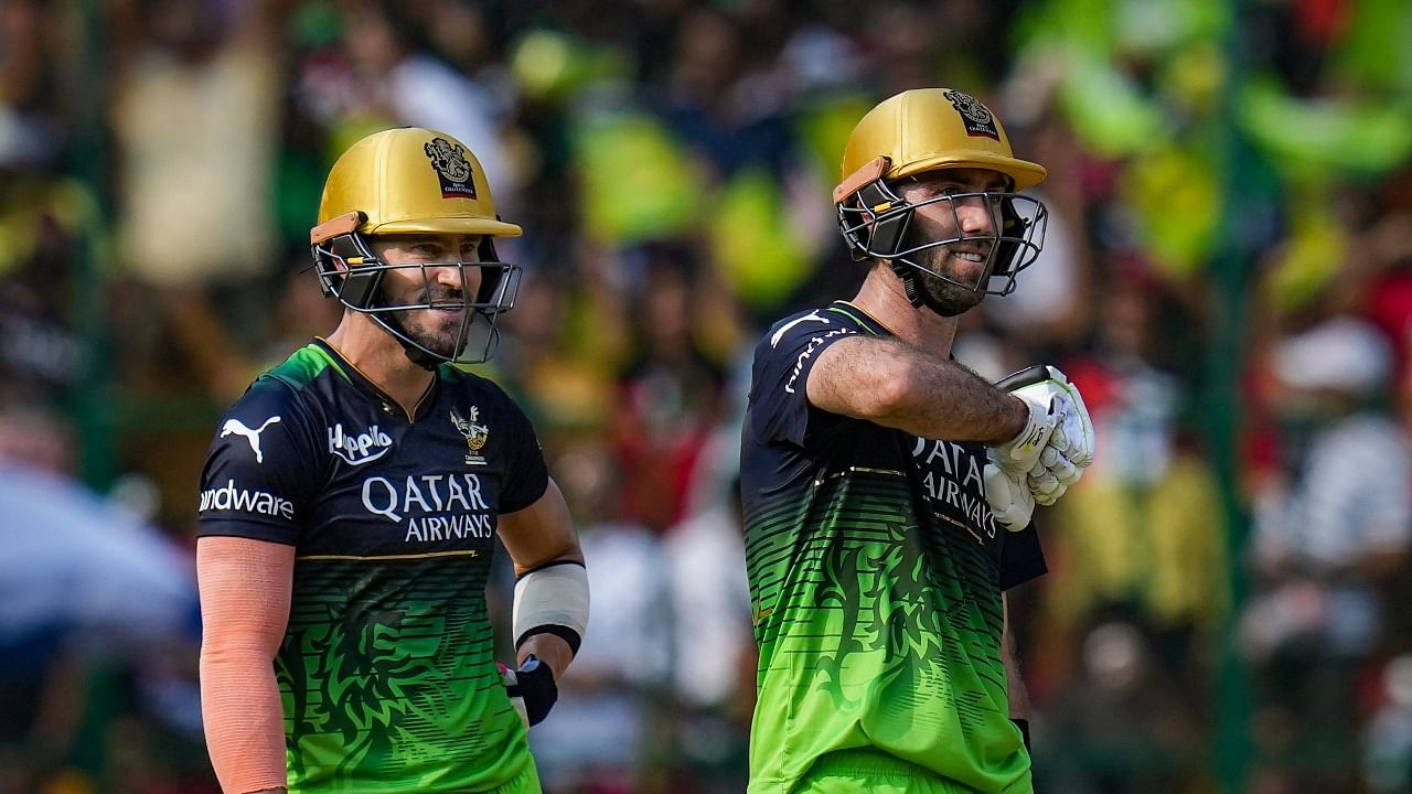Glenn Maxwell hammered 77 off 44 balls while Faf du Plessis contributed 62 off 39 balls. Credit: PTI Photo