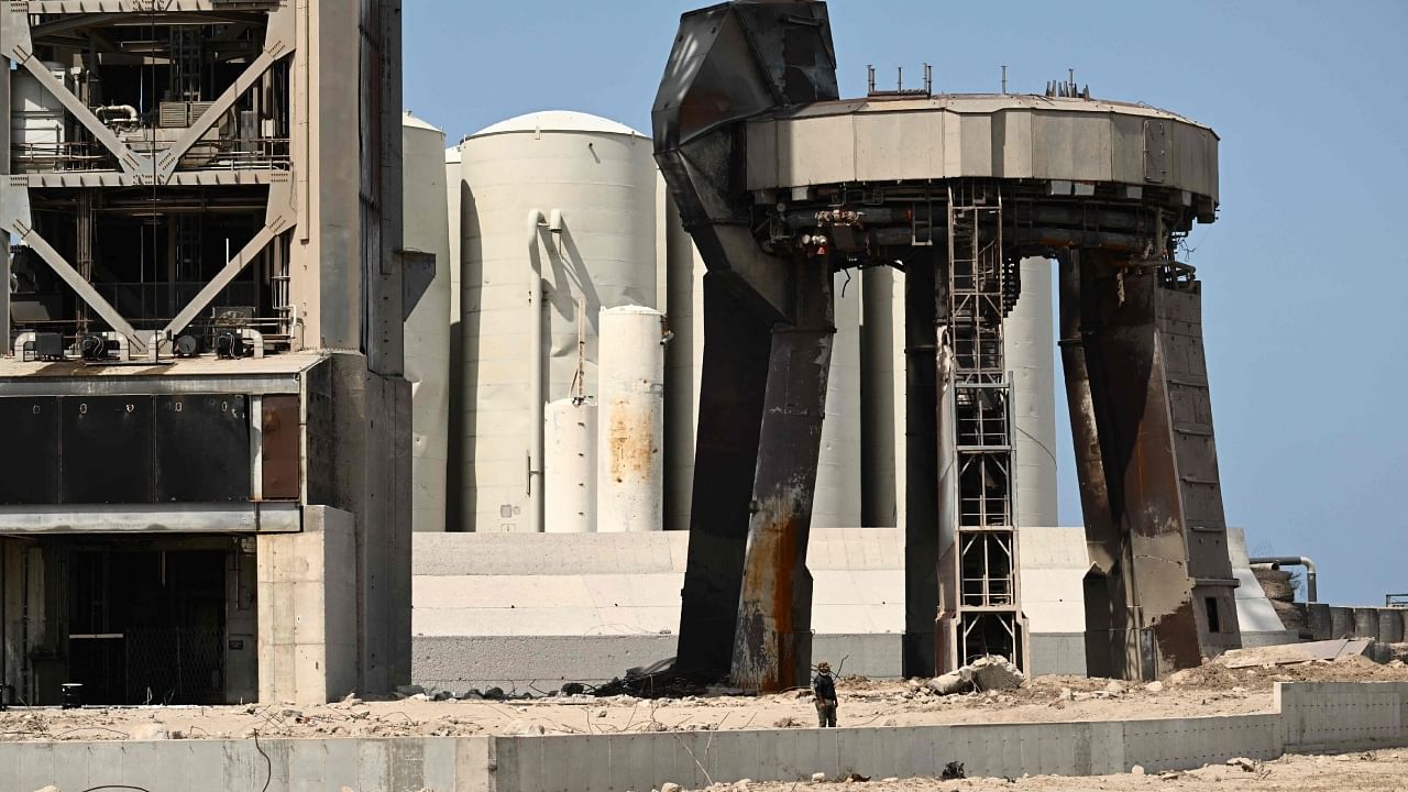 A debris field at the launch pad on April 22, 2023, after the SpaceX Starship exploded after lift off on April 20, from Starbase in Boca Chica, Texas. Credit: AFP Photo