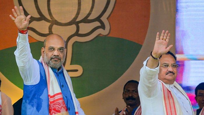 BJP president J P Nadda and Union Home Minister Amit Shah. Credit: PTI Photo 