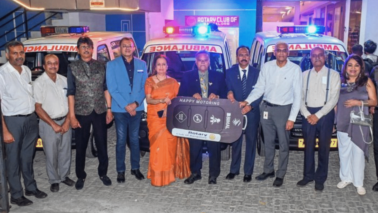 The Nightingales elder care center, the Home of Hope shelter for the homeless, and the burns ward at Victoria Hospital each received an ambulance. Credit: DH Photo/S K Dinesh