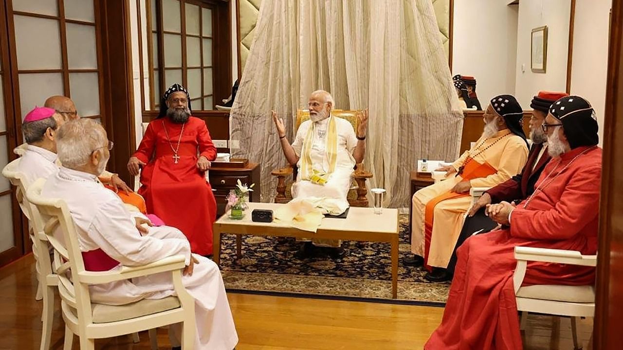 Prime Minister Narendra Modi meets the leaders of various Christian organisations, at Taj Malabar Hotel, in Kochi, Tuesday, April 24, 2023. Credit: PTI Photo