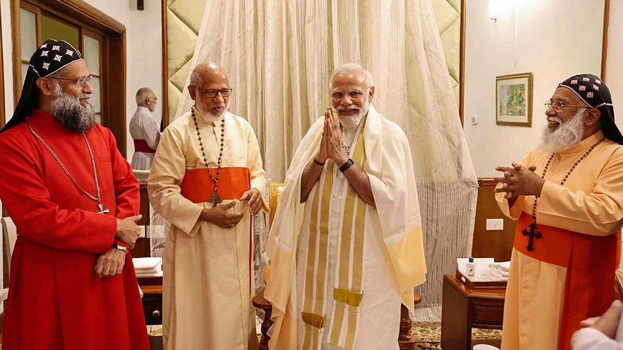 Prime Minister Narendra Modi meets the leaders of various Christian organisations, at Taj Malabar Hotel, in Kochi. Credit: PTI Photo