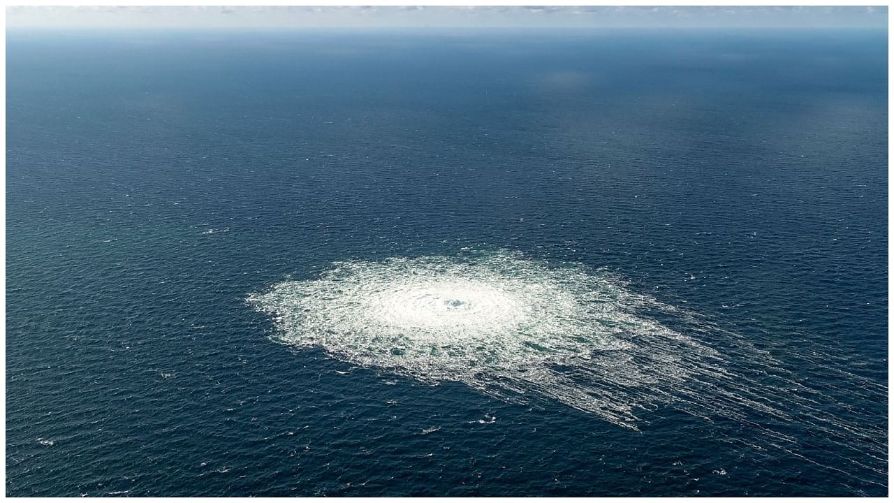 Picture released by the Danish Defence Command shows the gas leak at the Nord Stream 2 gas pipeline. Credit: AFP Photo