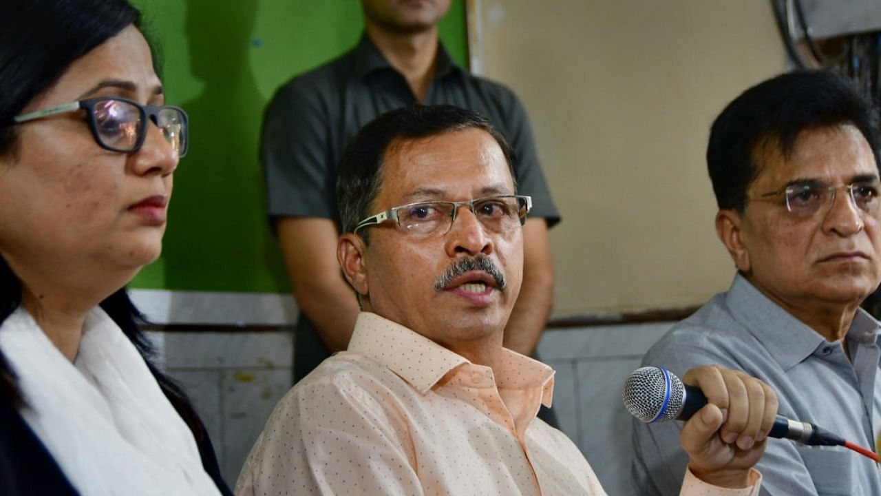 Vikas Walkar, father of Shraddha Walkar, addresses the media. credit: PTI File Photo