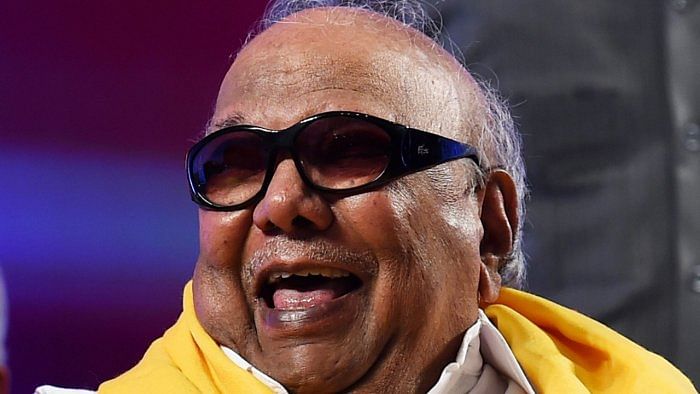 A picture of former DMK chief late M Karunanidhi. Credit: PTI File Photo