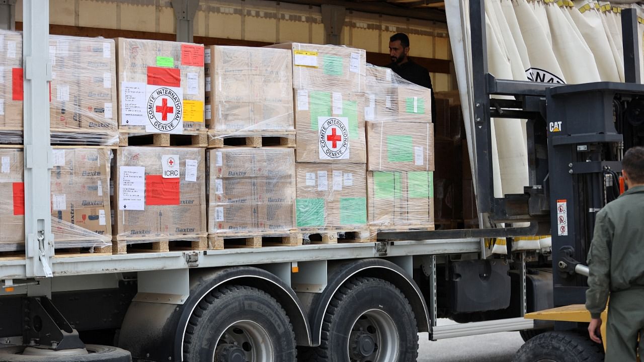 ICRC staff pack medical supplies for Sudan. Credit: Reuters Photo