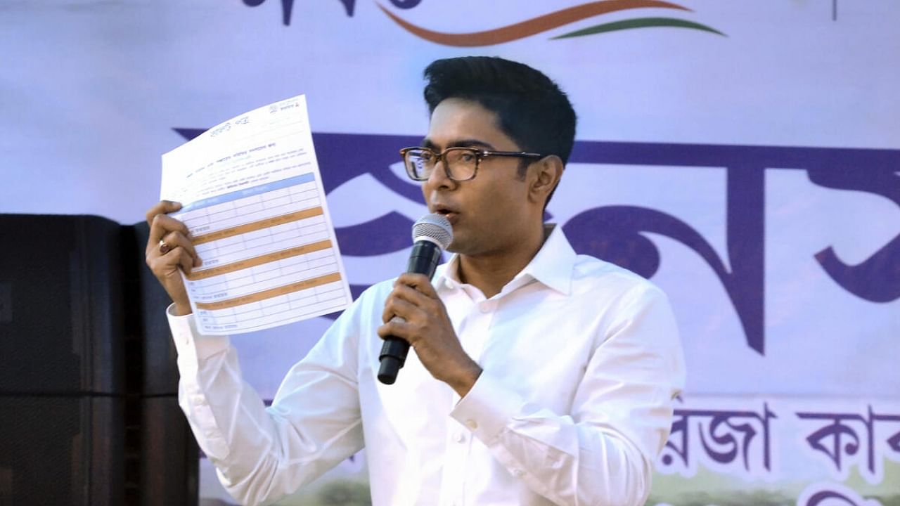 Abhishek Banerjee during the 'Jono Sonjog Yatra'. Credit: PTI Photo