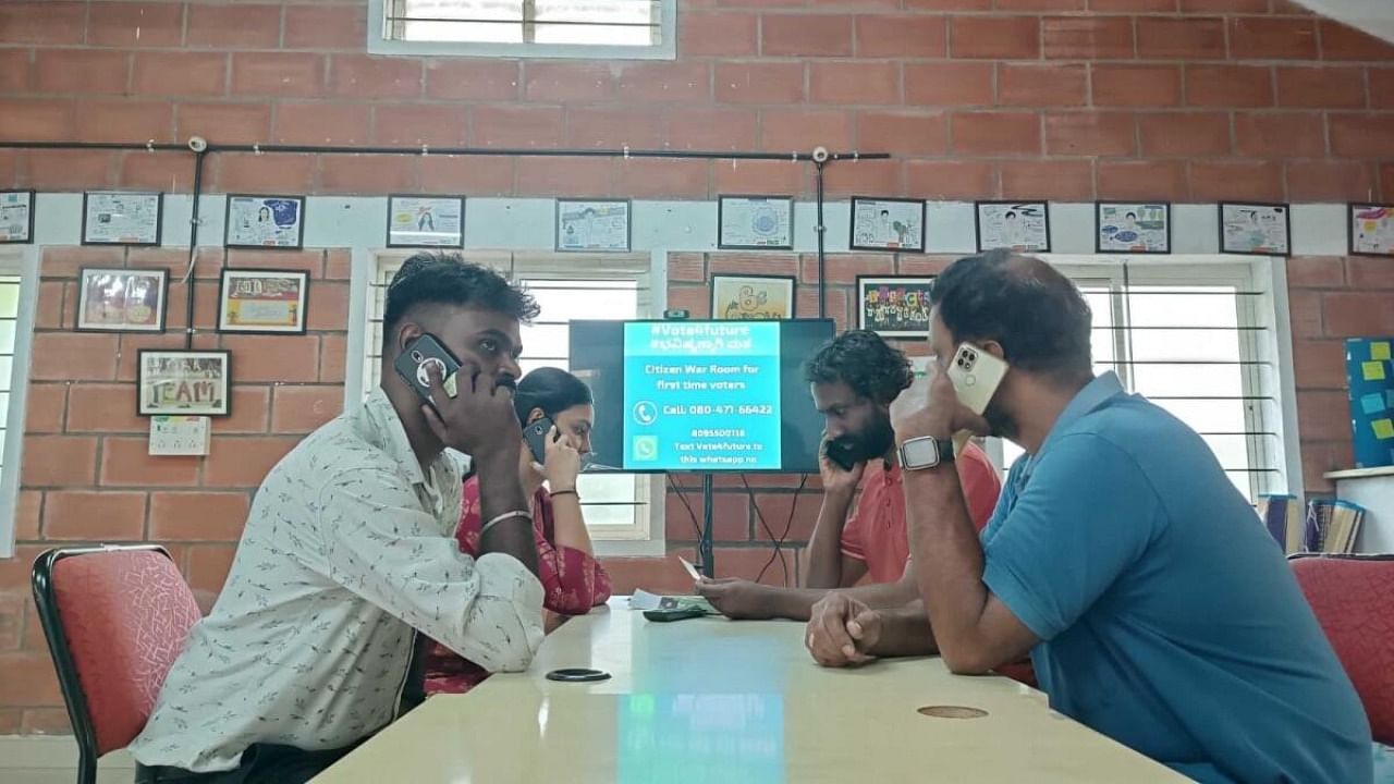  A citizen war room has also been set up where volunteers will take calls (in both Kannada and English) from across the state and answer queries about elections. Credit: Special Arrangement