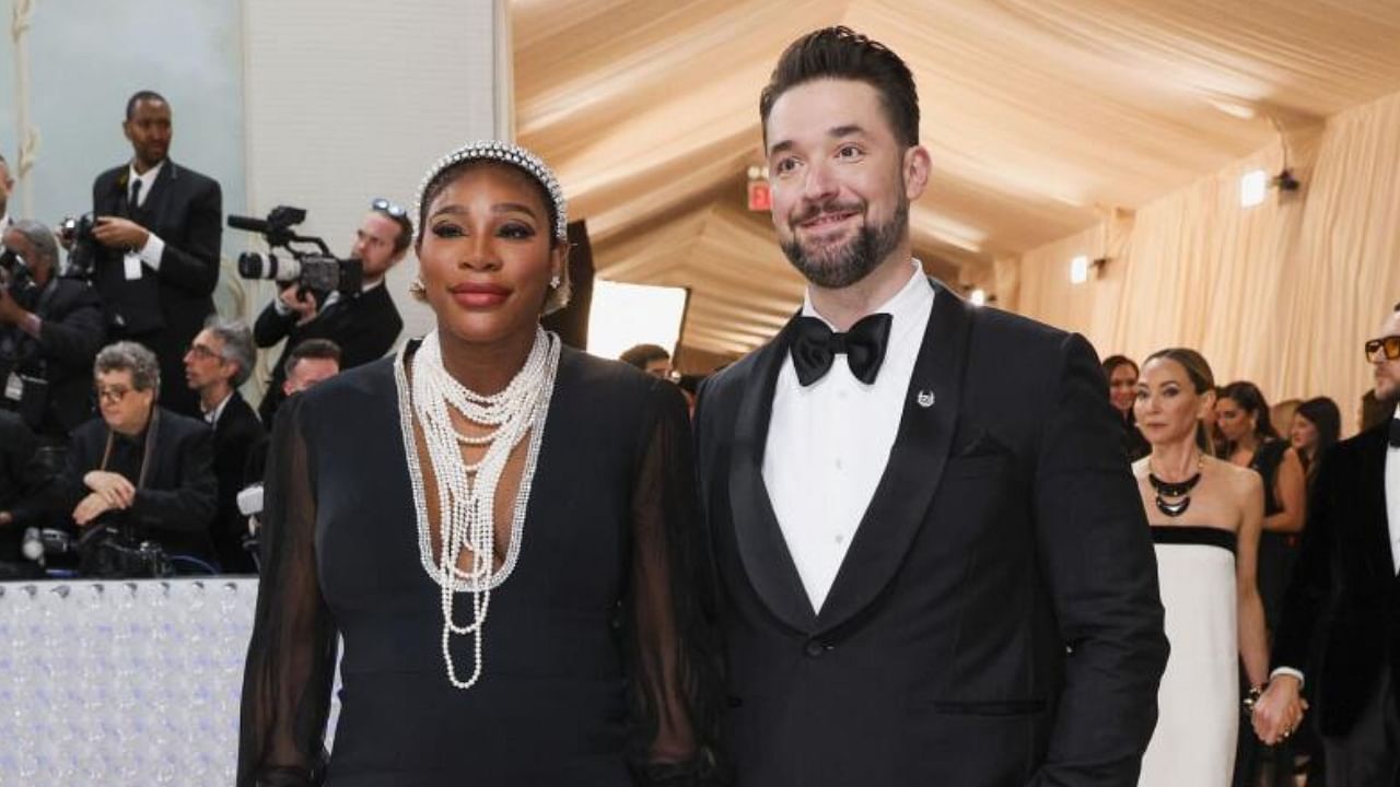 Serena Williams and Alexis Ohanian pose at the Met Gala. Credit: Reuters Photo