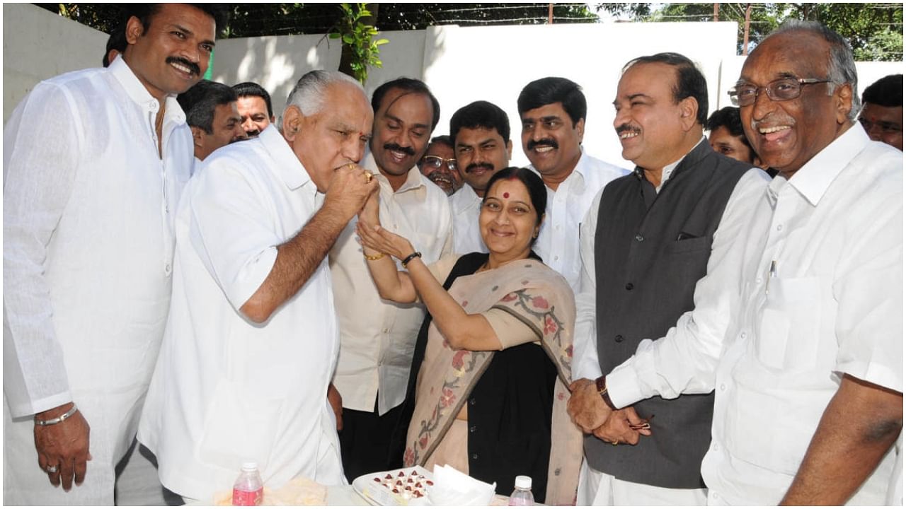 Yediyurappa worked to replace Gowda with Jagdish Shettar but it was a lame-duck government.  Credit: Special Arrangement