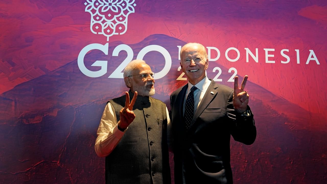 Prime Minister Narendra Modi (L) and US President Joe Biden (R) during the G20 meet in Indonesia in 2022. Credit: AP/PTI File Photo