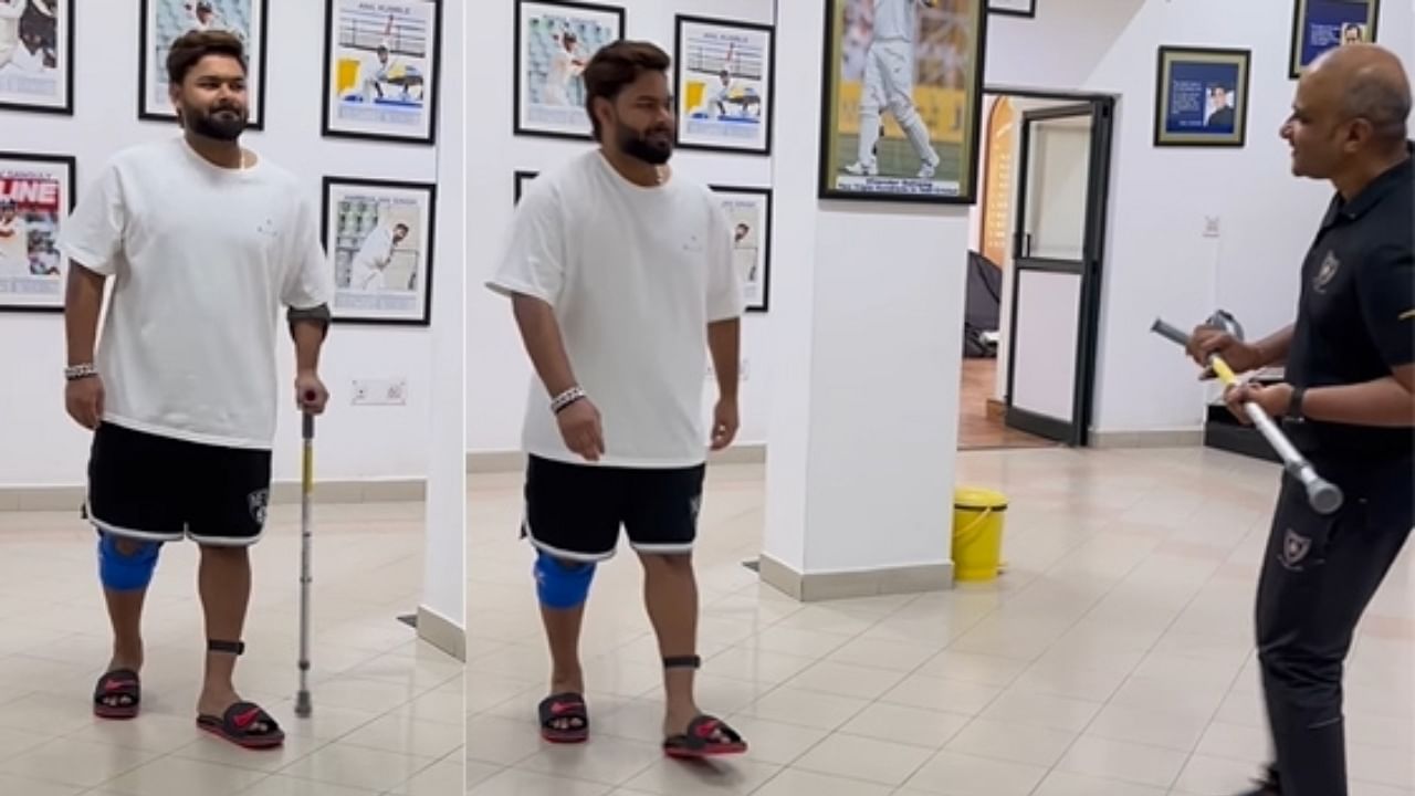 Rishabh Pant walks without crutches. Credit: Instagram/rishabpant