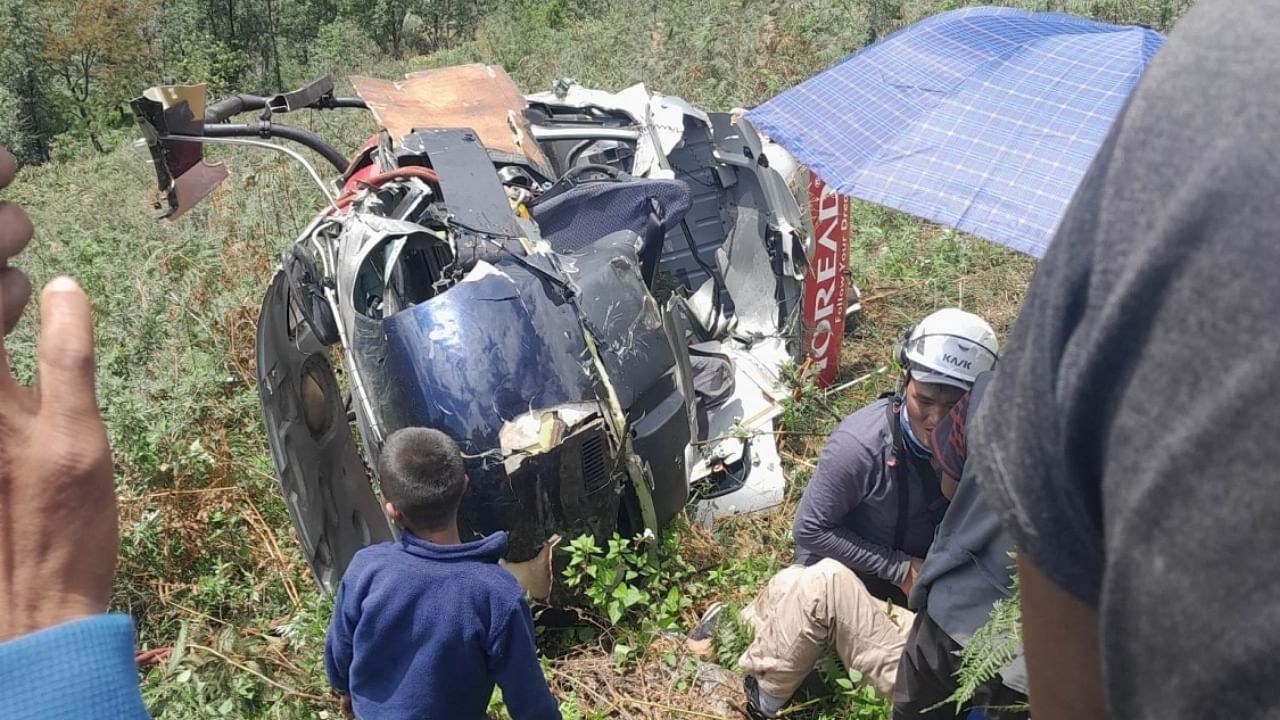 Chopper crash site. Credit: IANS Photo