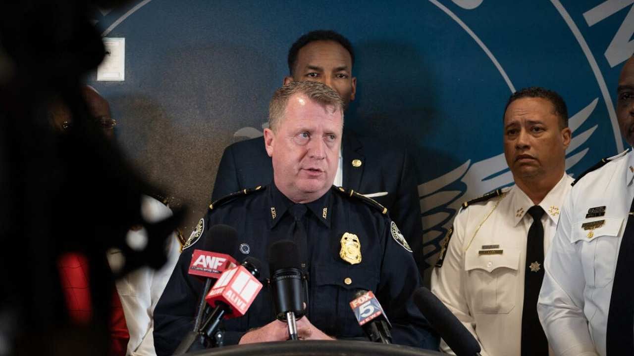 Atlanta Police Chief Darin Schierbaum speaks at a press conference following a shooting at Northside Hospital medical facility on May 3, 2023 in Atlanta, Georgia. Credit: AFP Photo