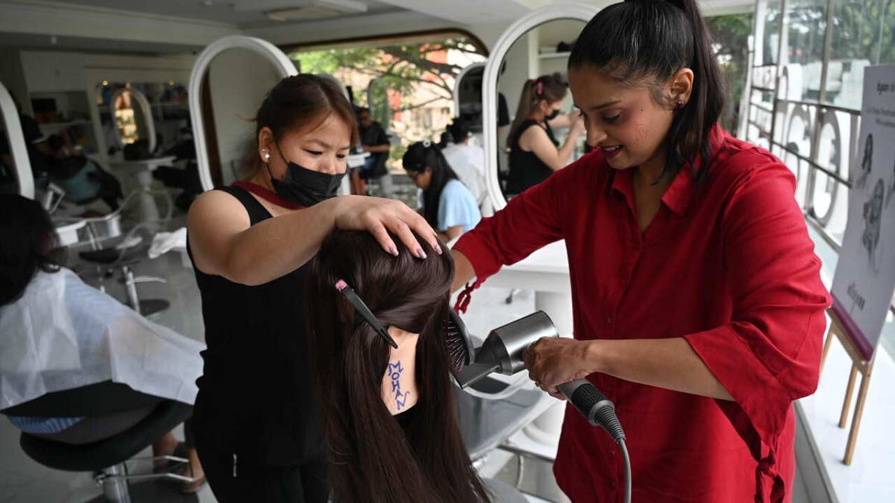 Chand, senior stylist at Bodycraft Spa & Salon. Credit: DH Photo by BK Janardhan