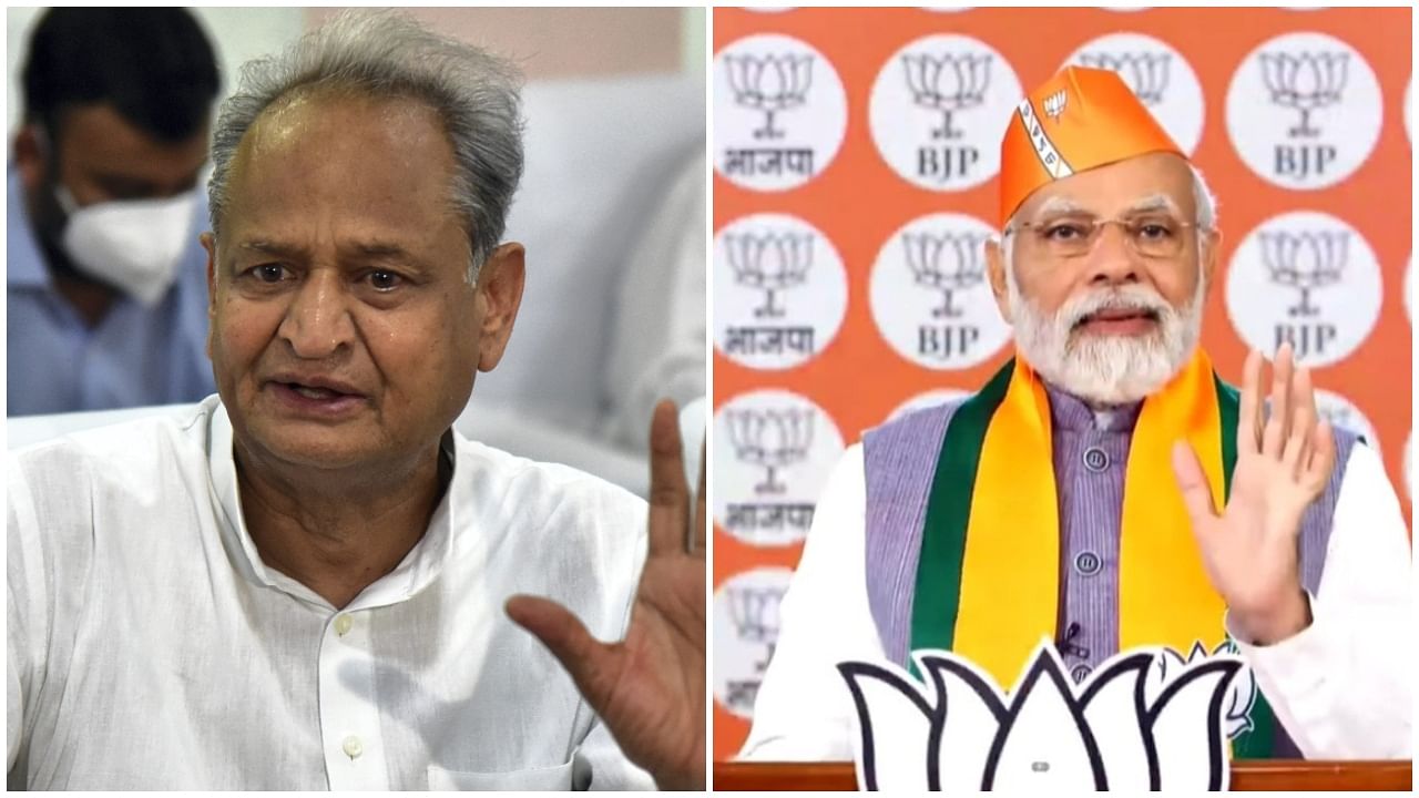 Ashok Gehlot (left). Credit: PTI Photo; PM Modi. Credit: Twitter/@BJP4India