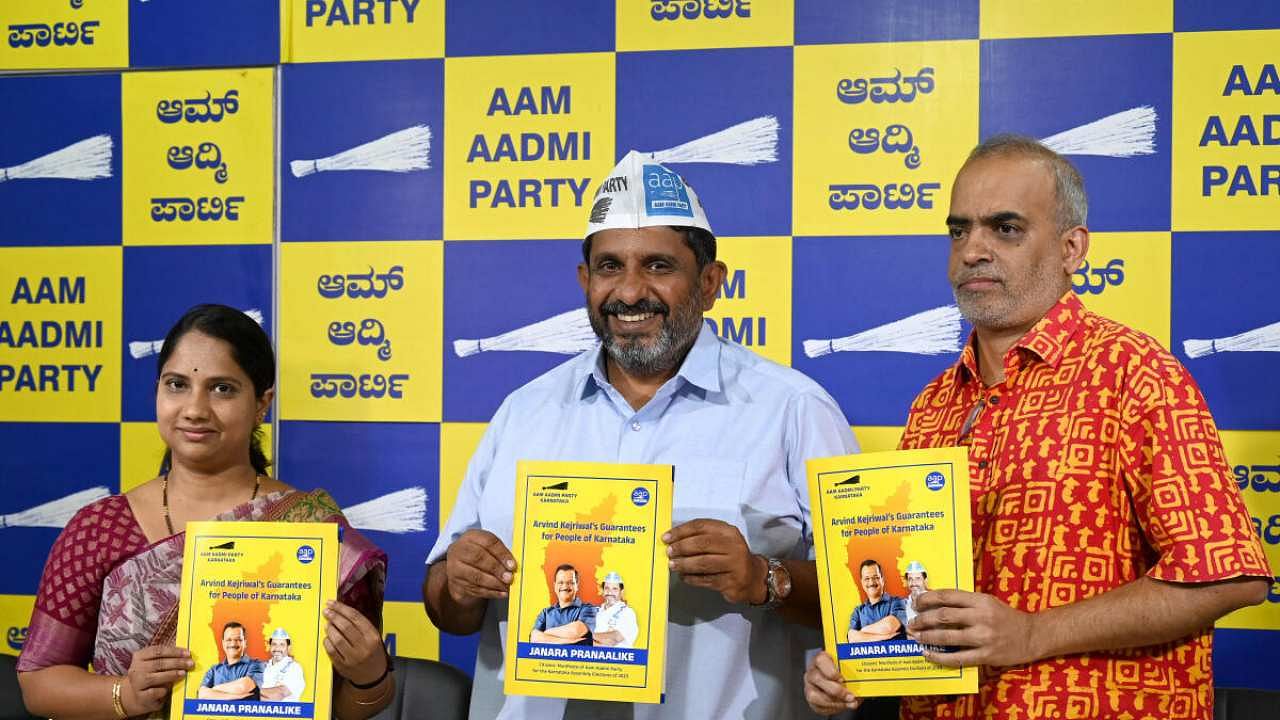 Calling its manifesto a guarantee to the people of Karnataka, AAP said, apart from zero corruption, a stipend of Rs 3,000 for unemployed youth. Credit: Special Arrangement