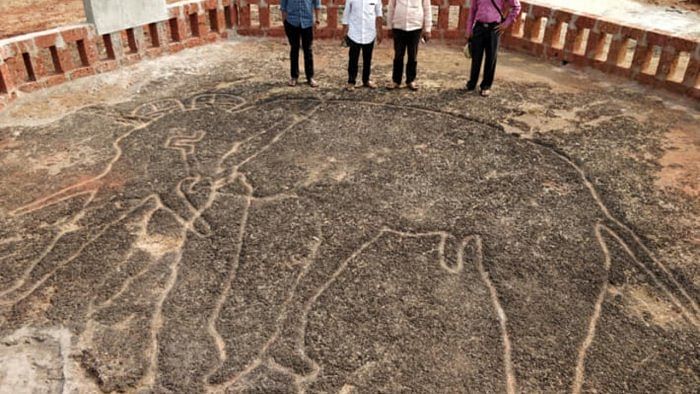 The geoglyphs/petroglyphs of the Konkan, Goa, and Southern Karnataka are unique and is the most remarkable open-air ensemble of prehistoric human expression of rock art. Credit: Special Arrangement