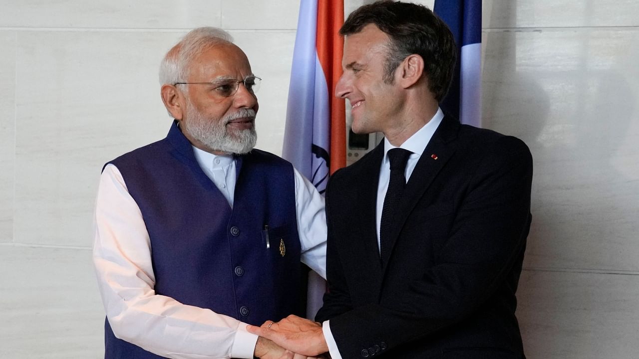 Prime Minister Narendra Modi and French President Emmanuel Macron. Credit: AFP Photo
