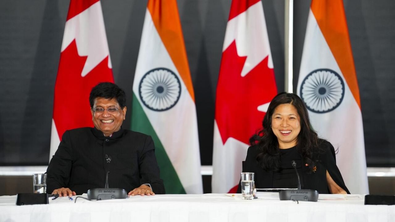 A joint statement was issued after the meeting between commerce and industry minister Piyush Goyal (L) and Canadian minister of international trade, export promotion, small business and economic development Mary Ng (R). Credit: AP/PTI Photo