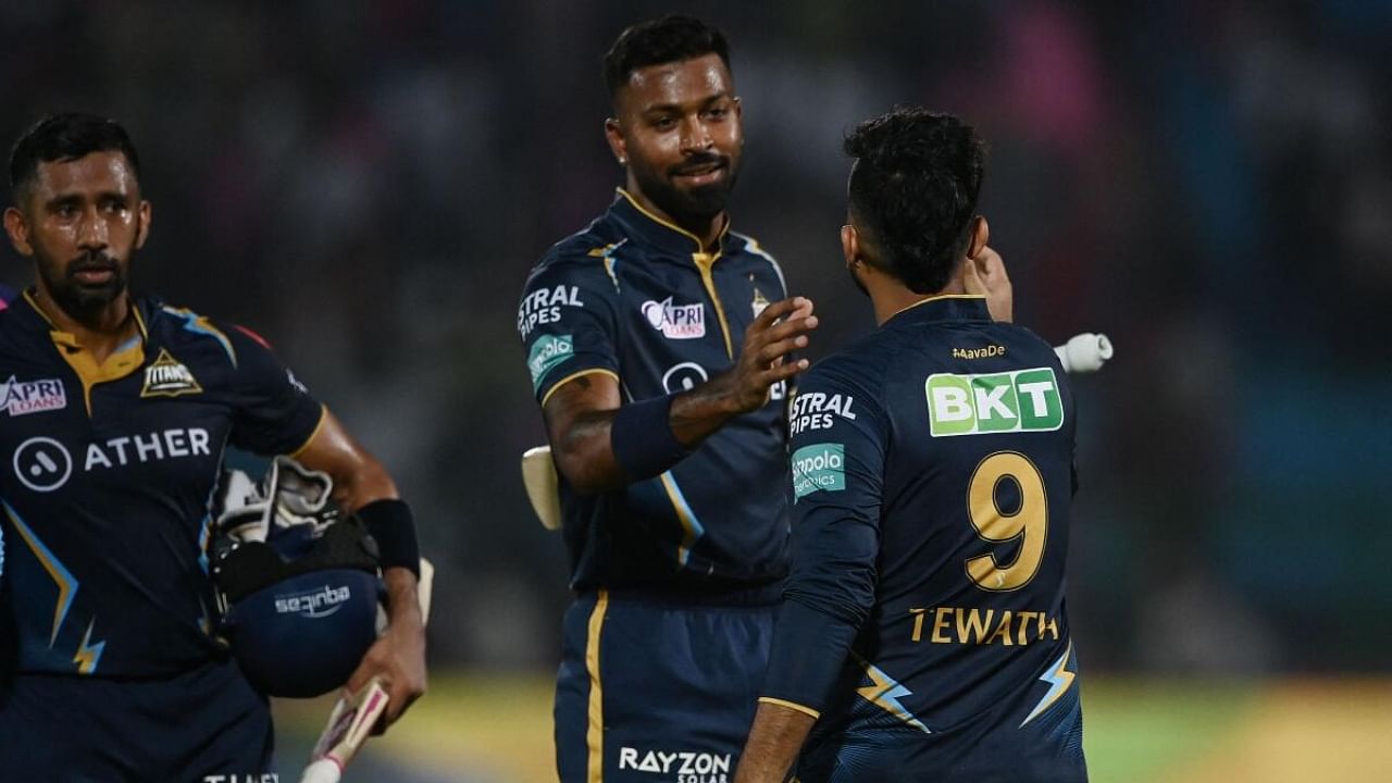 The Hardik Pandya-led team faces Sunrisers Hyderabad at the iconic Narendra Modi Stadium here in their last home match of this IPL. Credit; AFP Photo