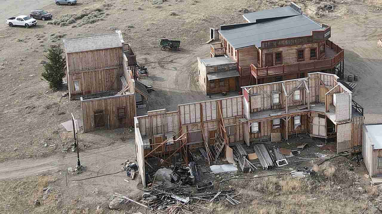 Buildings used on the set of the movie 'Rust' are seen after filming resumed following the 2021 shooting death in New Mexico of cinematographer Halyna Hutchins. Credit: Reuters Photo