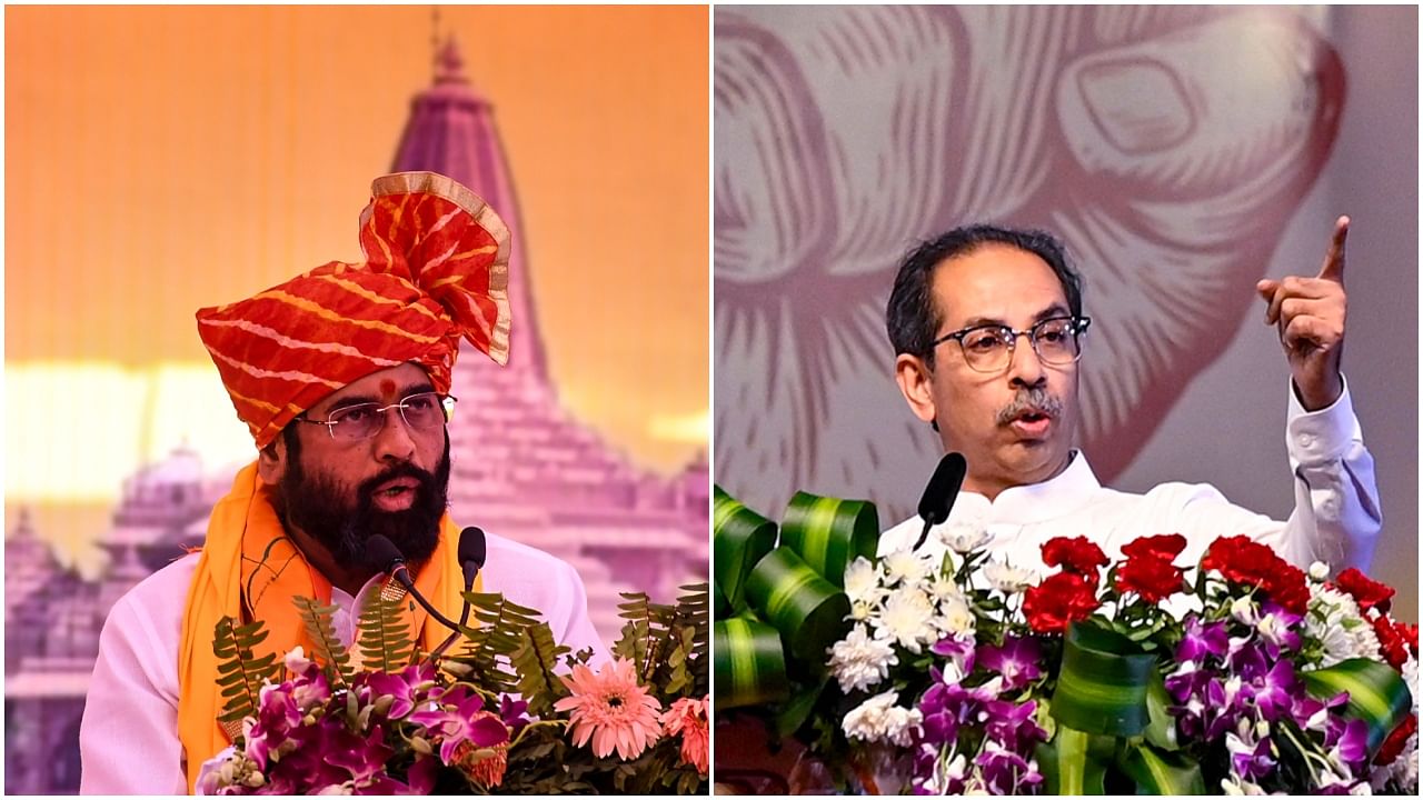 Maharashtra Chief Minister Eknath Shinde (L) and Shiv Sena (UBT) chief Uddhav Thackeray (R). Credit: PTI File Photos