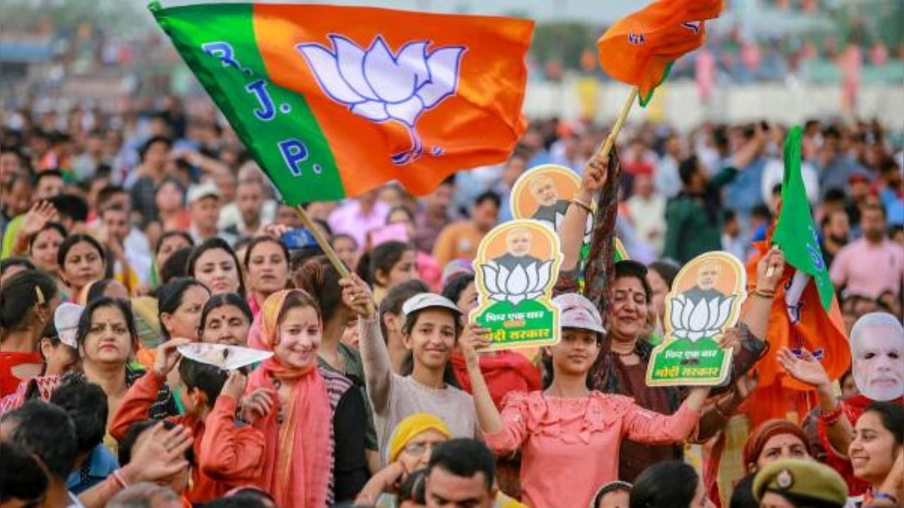 The party flag of the BJP. Credit: PTI Photo