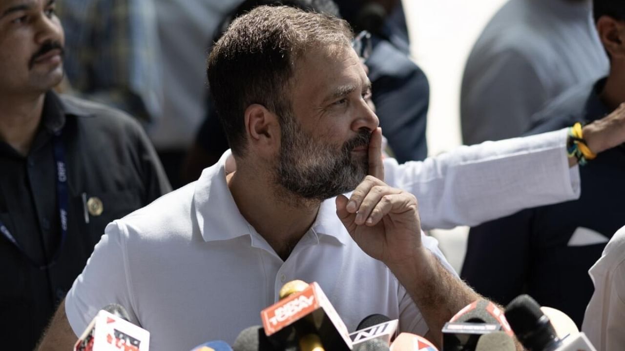 Rahul Gandhi addresses a press conference after the Karnataka results were declared. Credit: IANS Photo