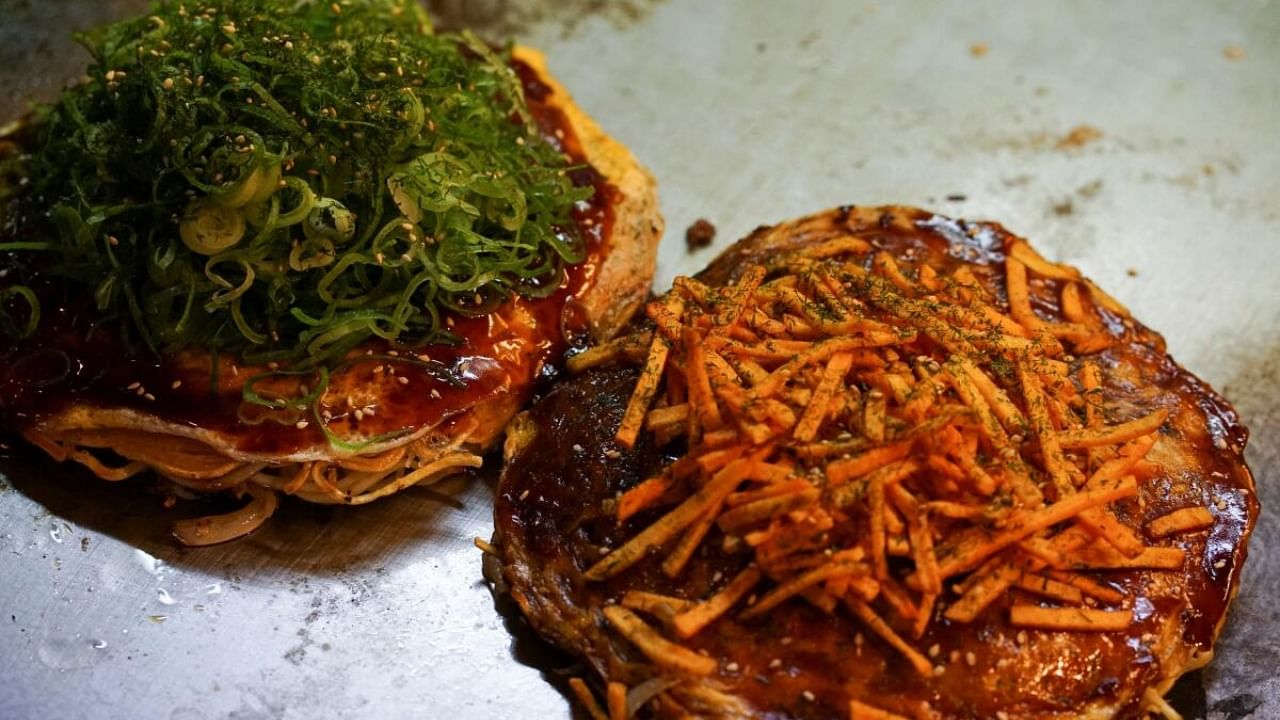 Okonomiyaki, the famous Hiroshima pancake. Credit: Reuters Photo