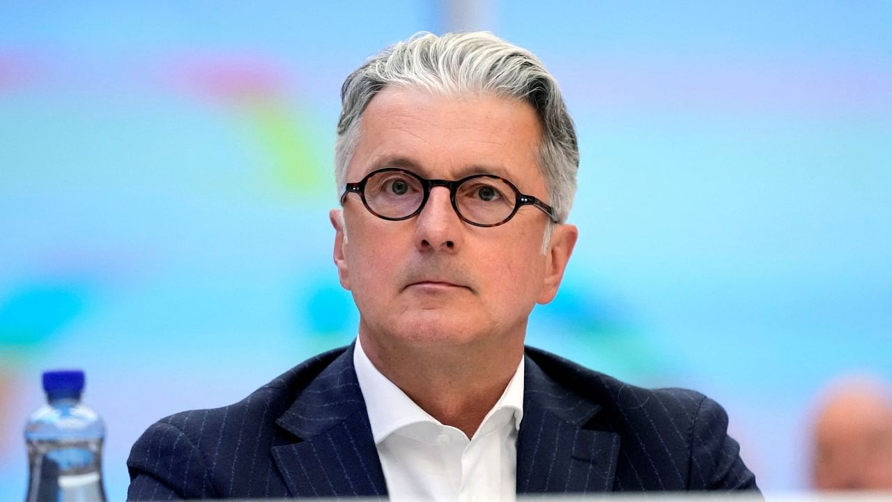 Rupert Stadler, former CEO of German car manufacturer Audi, sits in a regional court room in Munich, Germany, May 16, 2023. Stadler plead guilty in connection with the 'Dieselgate' emissions cheating scandal. Credit: Reuters Photo