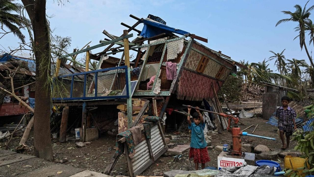 Destruction left in the wake of Cyclone Mocha in Myanmar. Credit: AFP Photo