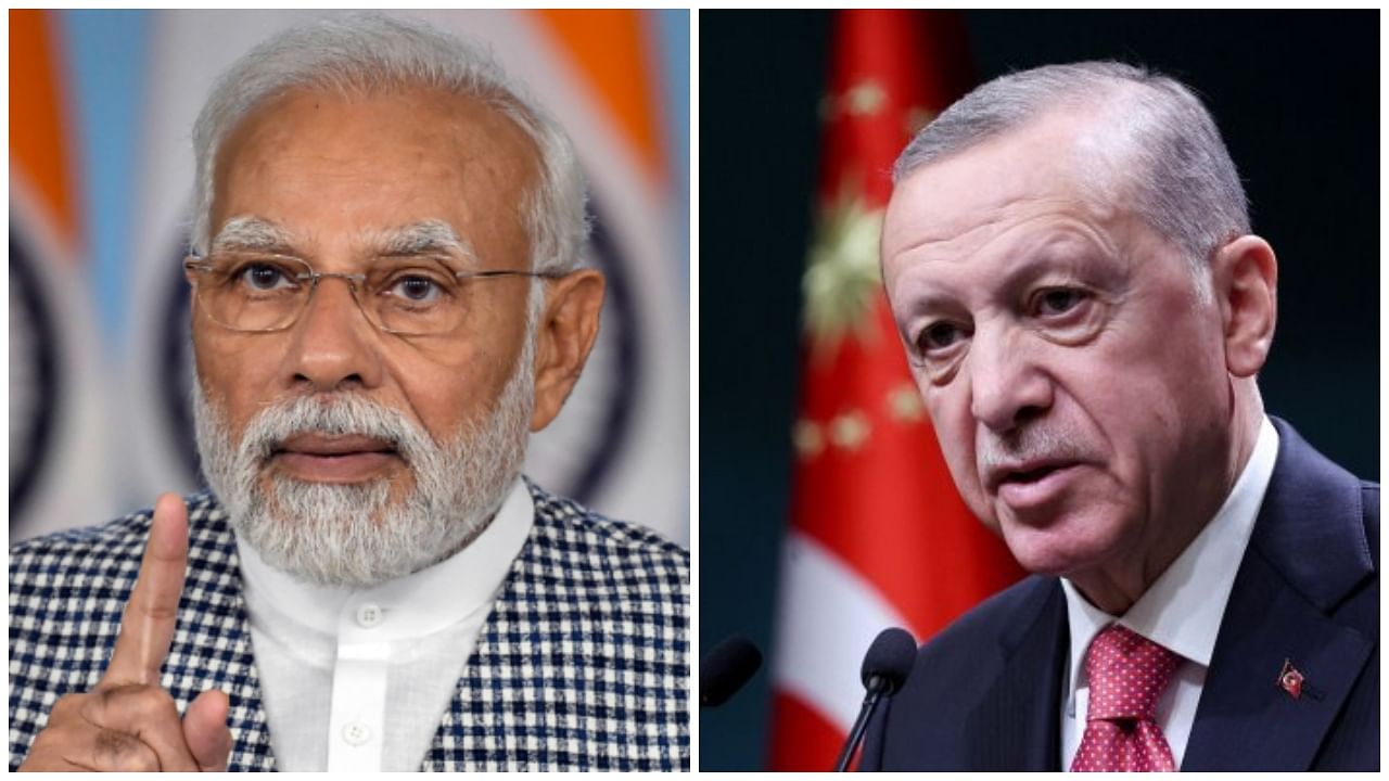 Prime Minister Narendra Modi and Turkish President Recep Tayyip Erdogan. Credit: PTI File Photo and AFP Photo