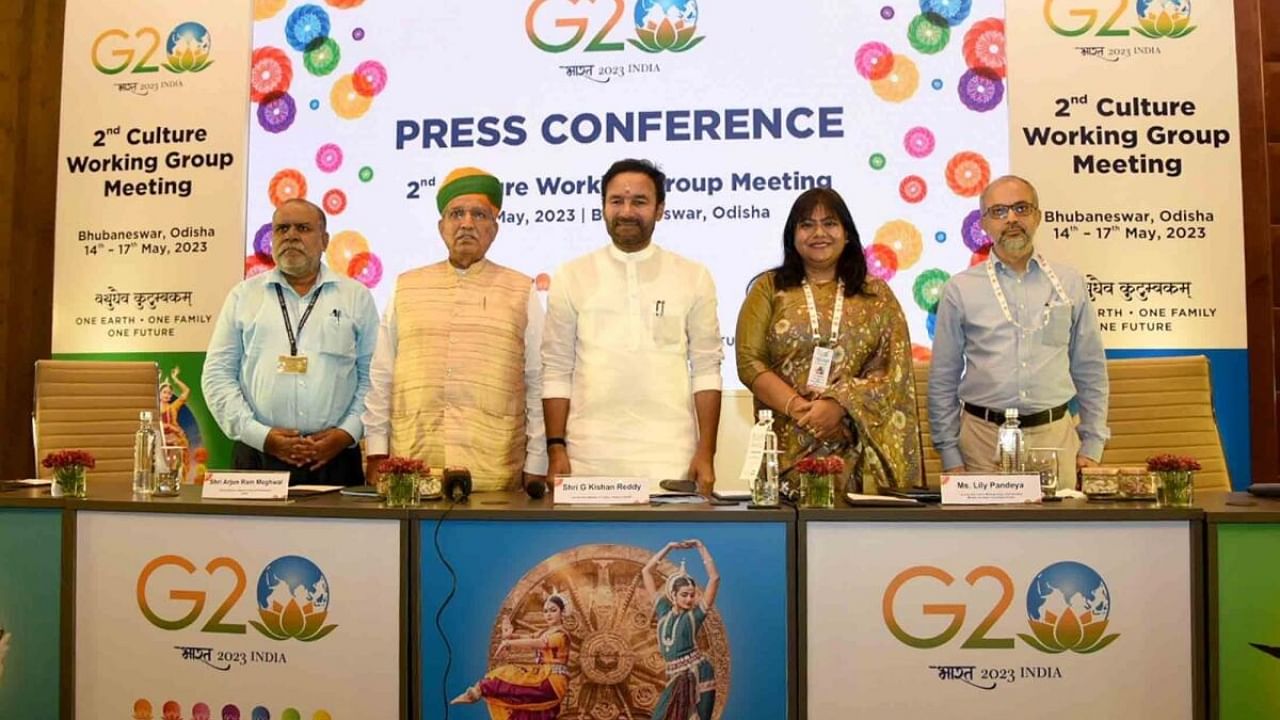 Union Ministers G. Kishan Reddy and Arjun Ram Meghwal during 2nd Culture Working Group meeting in Bhubaneswar. Credit: IANS Photo
