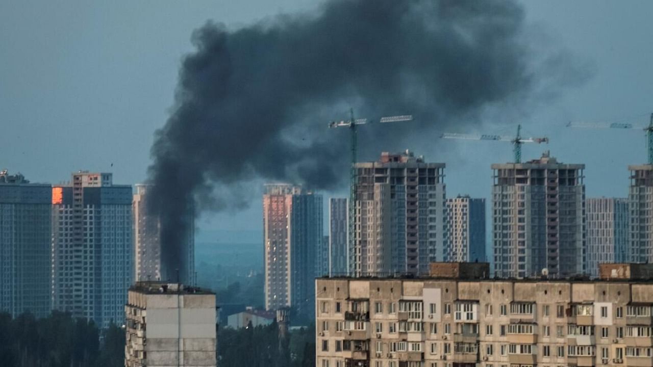 Smoke rises after a Russian missile strike, amid Russia's attack on Ukraine, in Kyiv. Credit: Reuters Photo