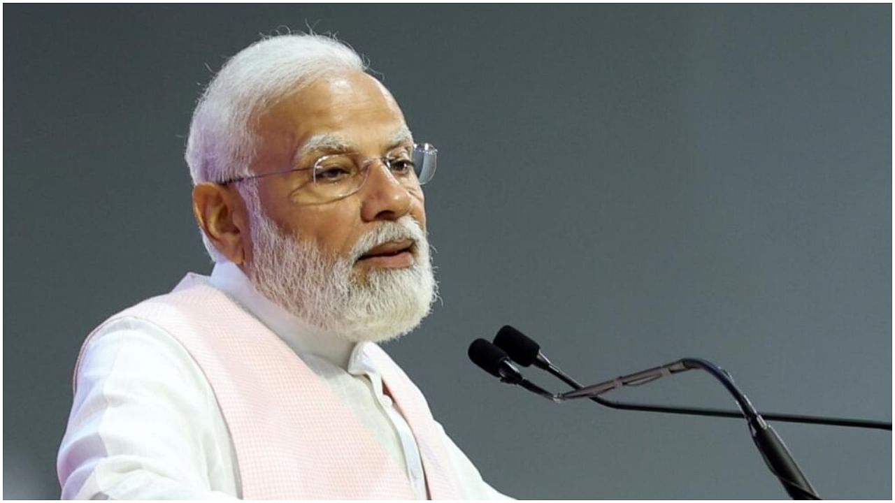  Prime Minister Narendra Modi addresses during the inauguration of International Museum Expo 2023, in New Delhi. Credit: IANS Photo