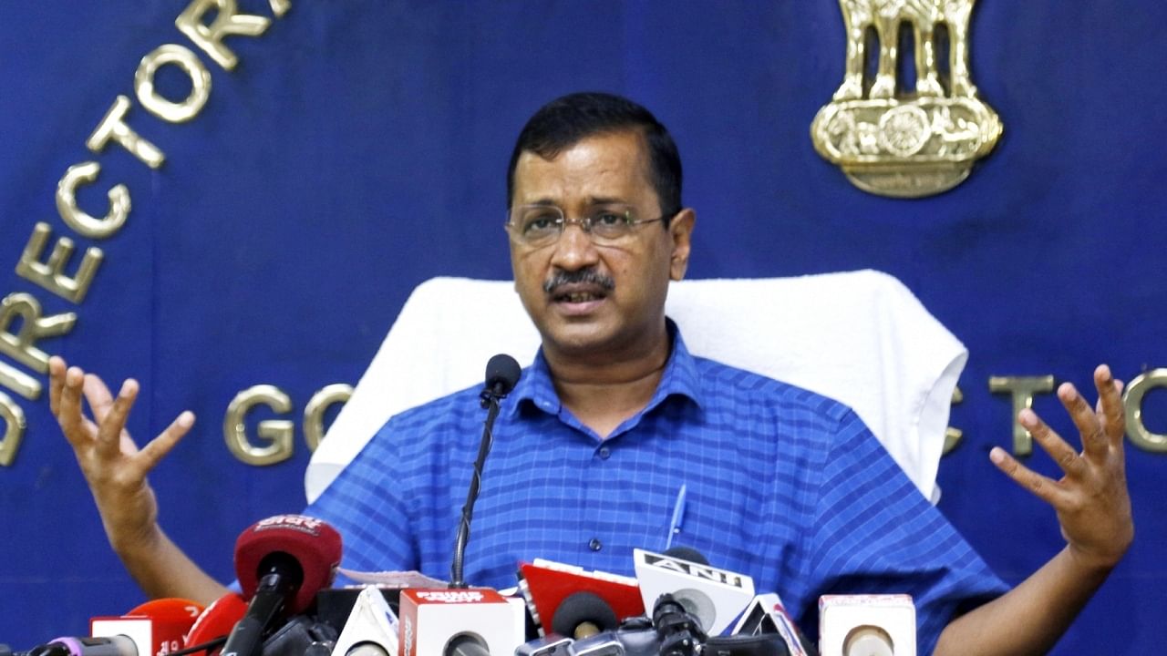 Delhi Chief Minister Arvind Kejriwal addresses the media at the Delhi Secretariat after the Supreme Court's ruling on the regulation of services matters, in New Delhi, Thursday, May 11, 2023. Credit: IANS Photo