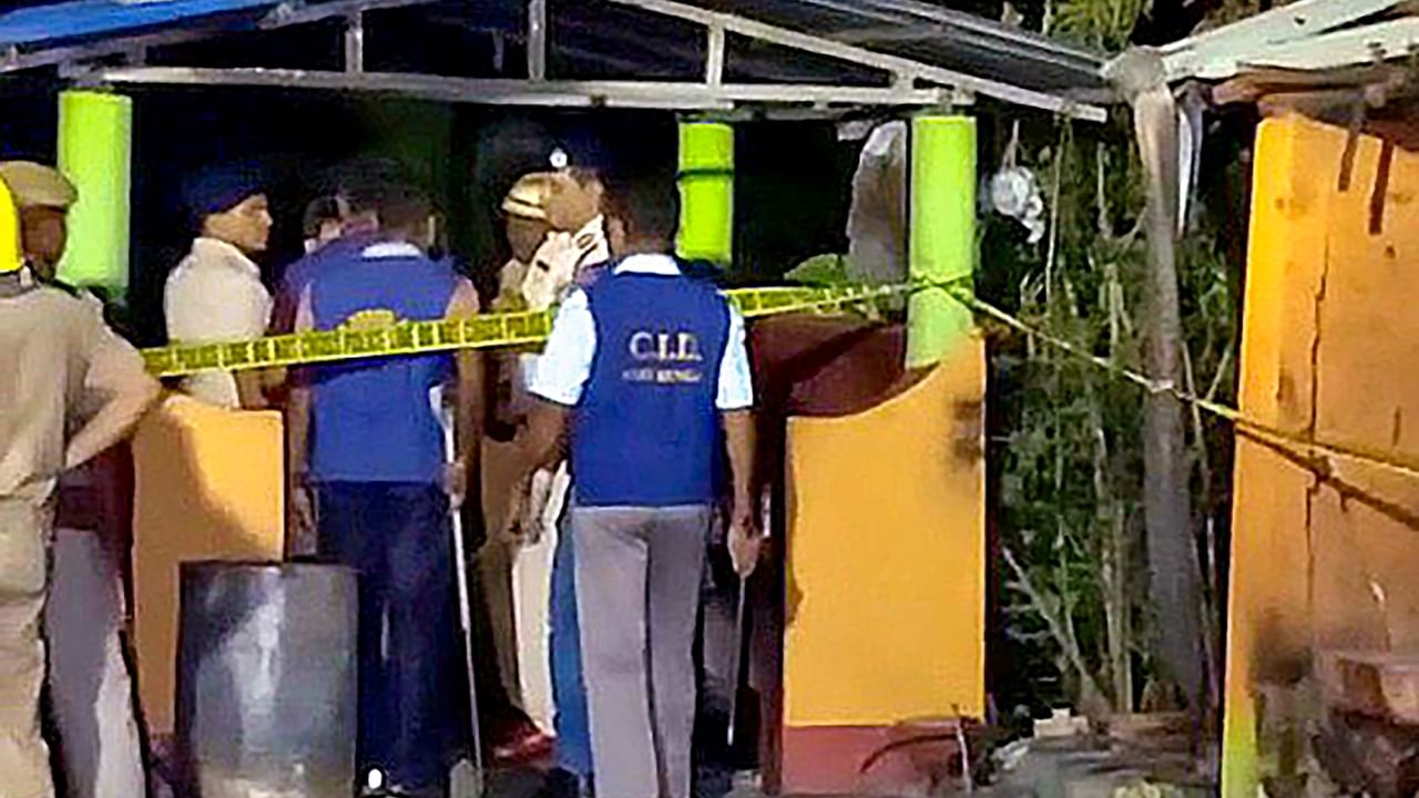 CID officials and security personnel investigate the site after an explosion at an illegal firecracker unit, at Egra in Purba Medinipur district, Tuesday, May 16, 2023. Credit: PTI Photo