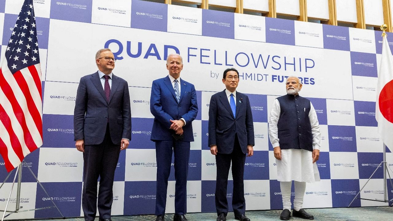 Summit meeting with Quad leaders, in Tokyo in May 2022. Credit: Reuters Photo